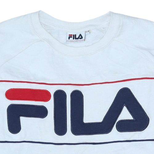 Fila Women's White Crew Neck Pullover Sweatshirt Size 10 Cotton Blend