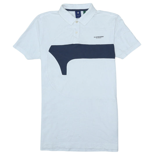 G-Star Raw Men's White Slim Fit Colourblock Polo Shirt Size L