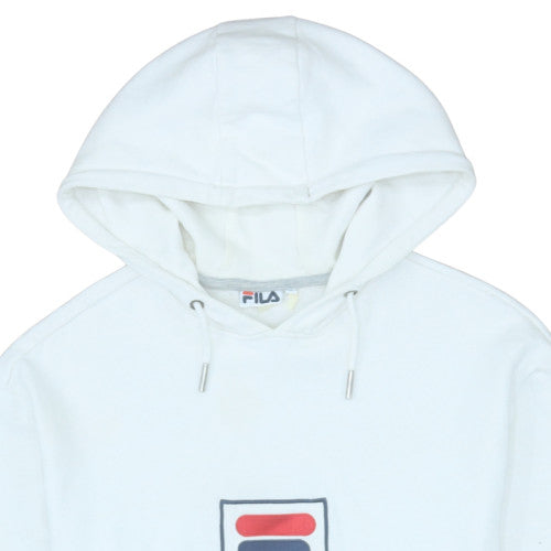 Fila Men's White Small Pullover Hoodie Logo Sweatshirt