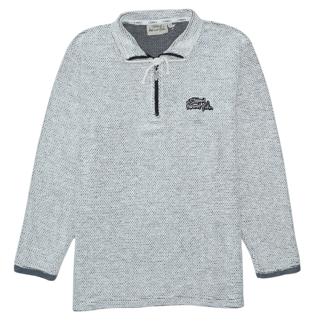 Weird Fish Men’s Grey Knit Henley Sweatshirt Size S