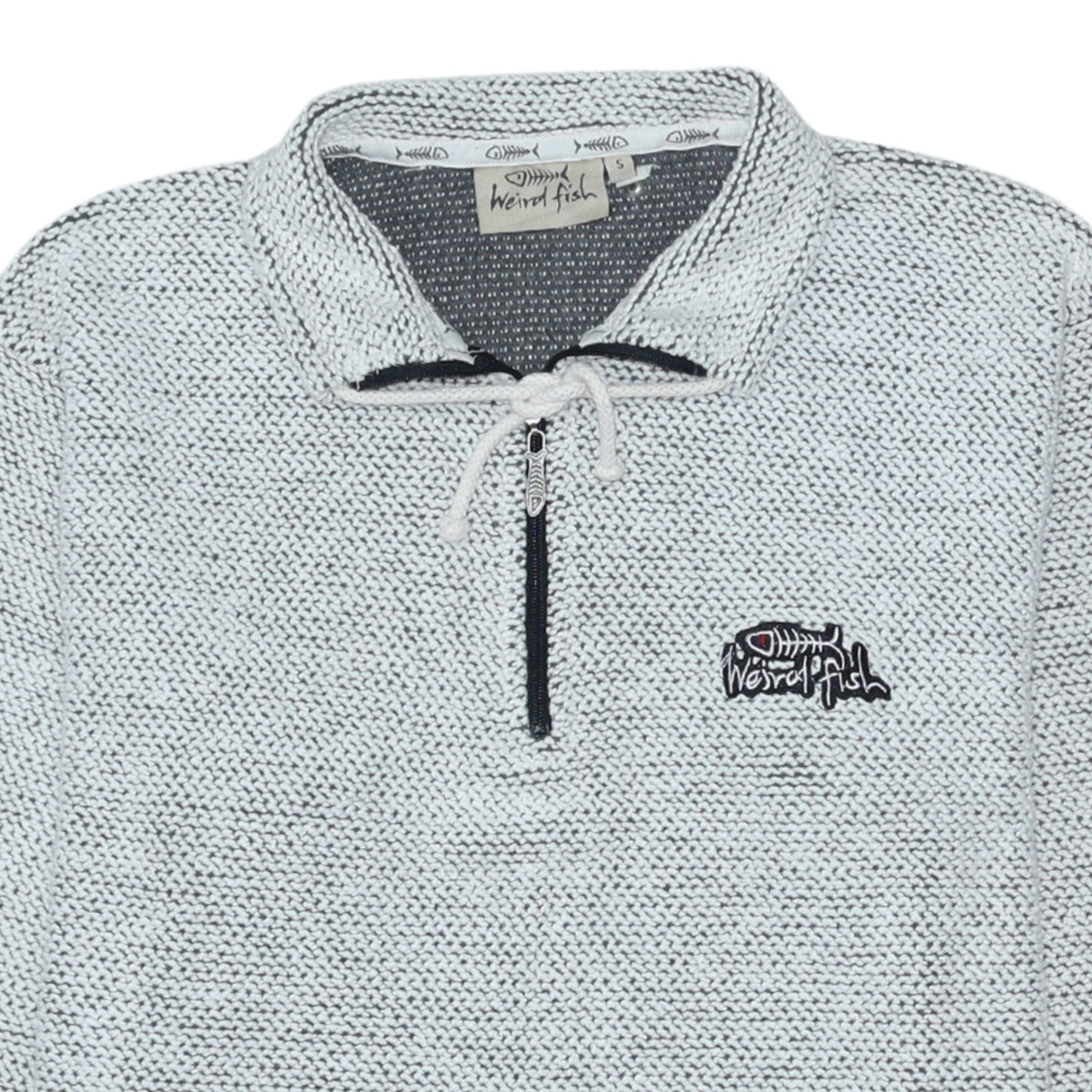 Weird Fish Men’s Grey Knit Henley Sweatshirt Size S