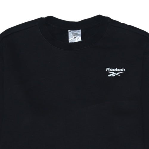 Reebok Mens Black Pullover Sweatshirt M Crew Neck Fleece