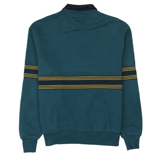 Fila Men's Blue Collared Retro Striped Sweatshirt Size L