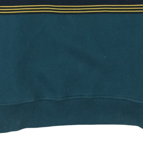 Fila Men's Blue Collared Retro Striped Sweatshirt Size L