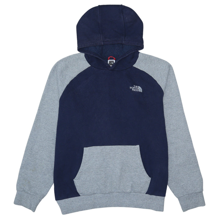 The North Face Mens Blue Pullover Hoodie Size L Fleece Cotton Blend