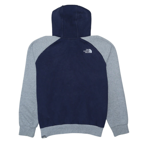 The North Face Mens Blue Pullover Hoodie Size L Fleece Cotton Blend