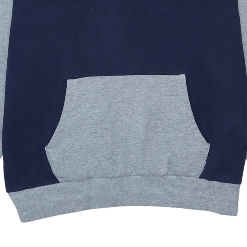 The North Face Mens Blue Pullover Hoodie Size L Fleece Cotton Blend