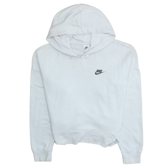 Nike Women's White Pullover Hoodie Medium Cotton Blend Logo Sweatshirt