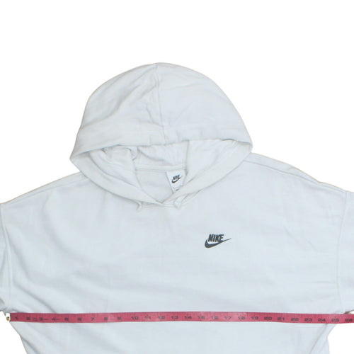 Nike Women's White Pullover Hoodie Medium Cotton Blend Logo Sweatshirt