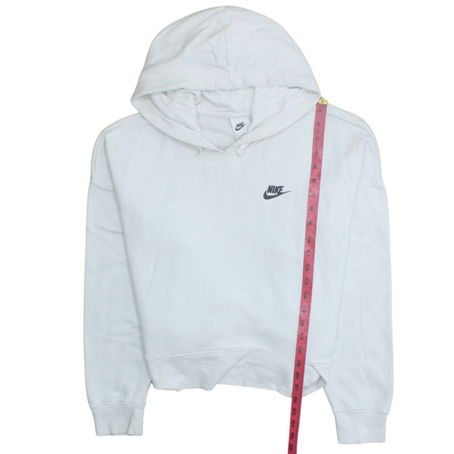 Nike Women's White Pullover Hoodie Medium Cotton Blend Logo Sweatshirt