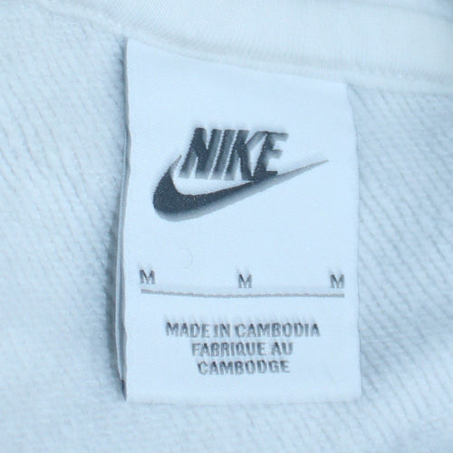 Nike Women's White Pullover Hoodie Medium Cotton Blend Logo Sweatshirt