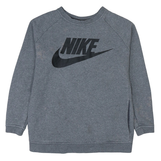 Nike Men’s Grey Pullover Sweatshirt L Logo Crew Neck Sports