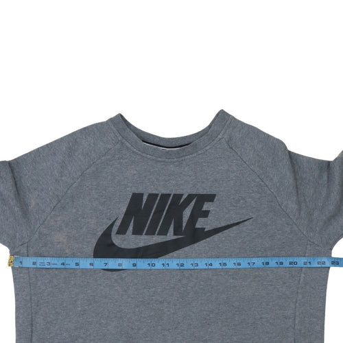 Nike Men’s Grey Pullover Sweatshirt L Logo Crew Neck Sports
