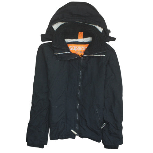 Superdry Men's Black Windcheater Hooded Windbreaker Jacket Size M