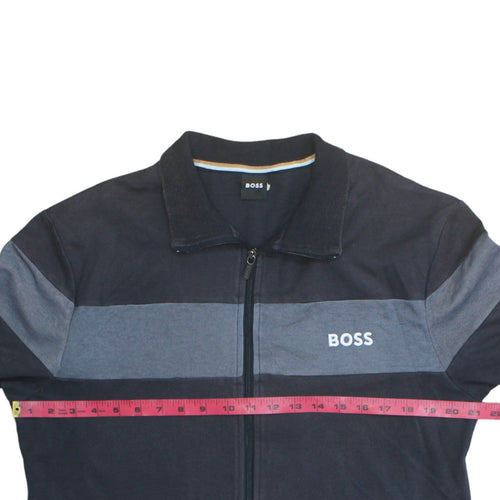 BOSS Men's Blue Full Zip Cotton Sweatshirt L Regular Fit