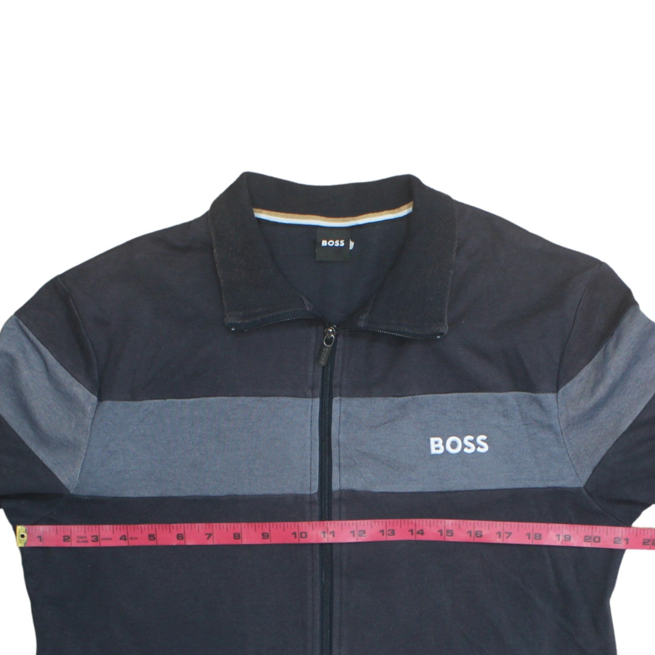 BOSS Men's Blue Full Zip Cotton Sweatshirt L Regular Fit