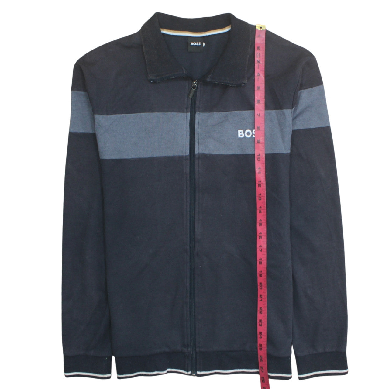 BOSS Men's Blue Full Zip Cotton Sweatshirt L Regular Fit