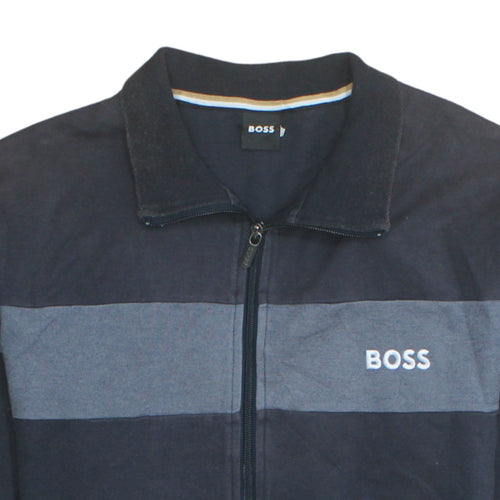 BOSS Men's Blue Full Zip Cotton Sweatshirt L Regular Fit