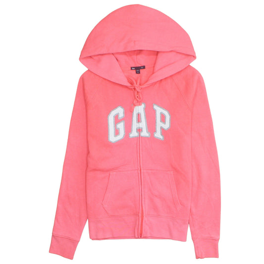 GAP Women Pink Full Zip Hoodie Medium Cotton Blend Logo Casual