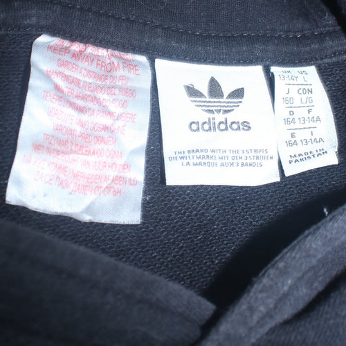 Adidas Boys Black Hoodie 13-14 Years Pullover Cotton Hooded Sweatshirt