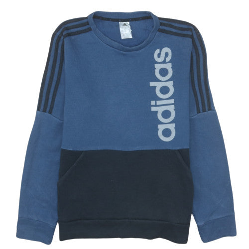 Adidas Mens Blue Crew Neck Pullover Sweatshirt M Classic Logo