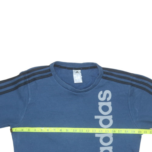Adidas Mens Blue Crew Neck Pullover Sweatshirt M Classic Logo