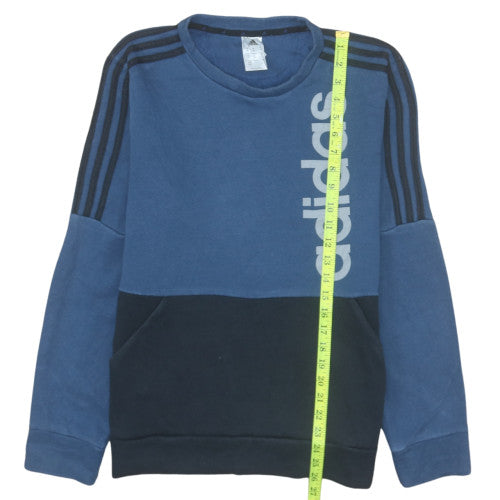 Adidas Mens Blue Crew Neck Pullover Sweatshirt M Classic Logo