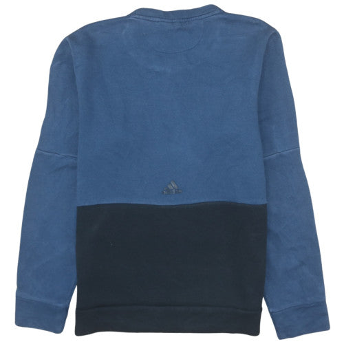 Adidas Mens Blue Crew Neck Pullover Sweatshirt M Classic Logo