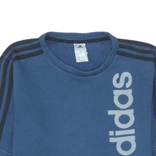 Adidas Mens Blue Crew Neck Pullover Sweatshirt M Classic Logo