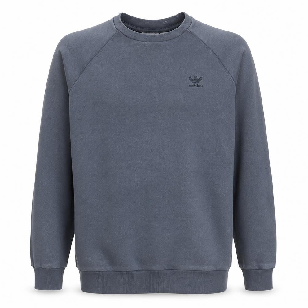 Front view of adidas Men's Grey Crew Neck Pullover Sweatshirt, size M