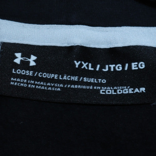 Under Armour Boys Black Pullover Hoodie YXL 158-170cm ColdGear Fleece