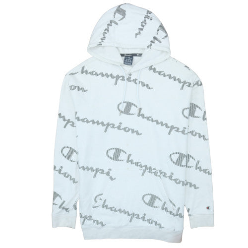 Champion Men's White XL Pullover Hoodie with Logo Print