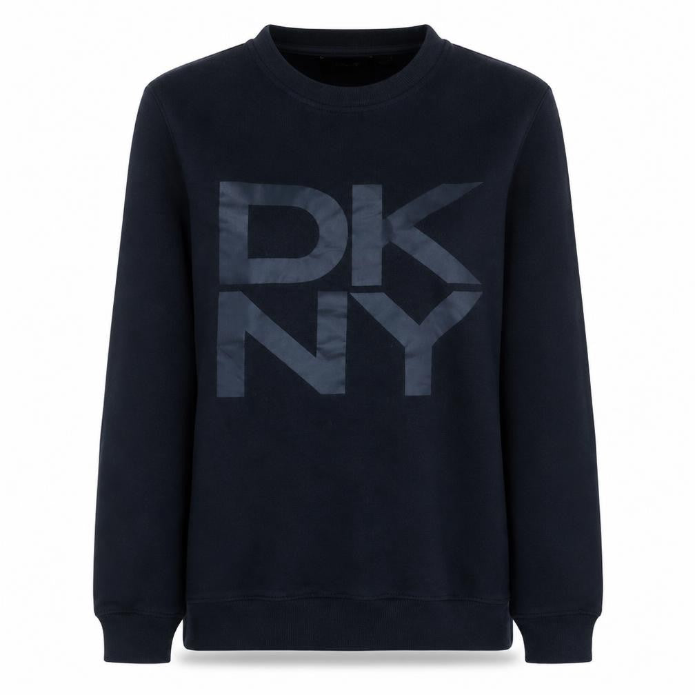 Front view of DKNY Women's Black Cotton Blend Pullover Sweatshirt M