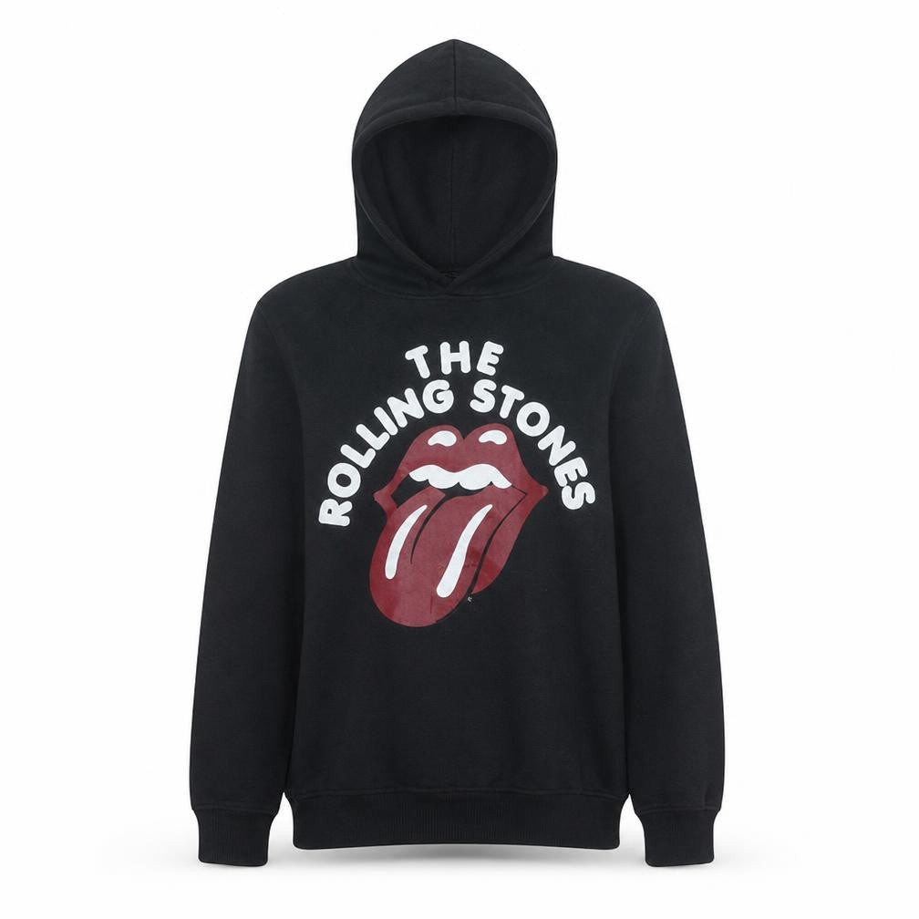 H&M Womens Black Pullover Hoodie XS The Rolling Stones Logo Graphic Sweatshirt