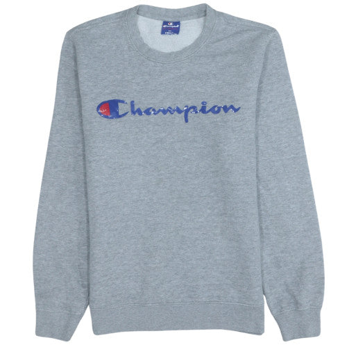 Champion Men's Grey Small Pullover Sweatshirt Crew Neck Logo