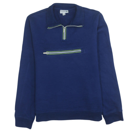 Lacoste Men's Blue XL Cotton Quarter Zip Sweatshirt