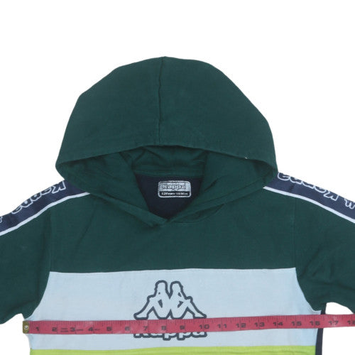 Kappa Boys Green Colourblock Pullover Hoodie 12 Years Cotton Blend