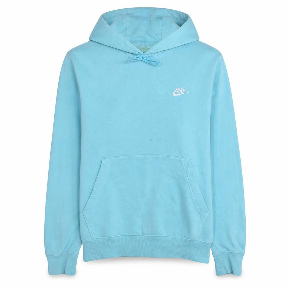 Front view of Nike Women Blue Pullover Hoodie M Cotton Blend Casual