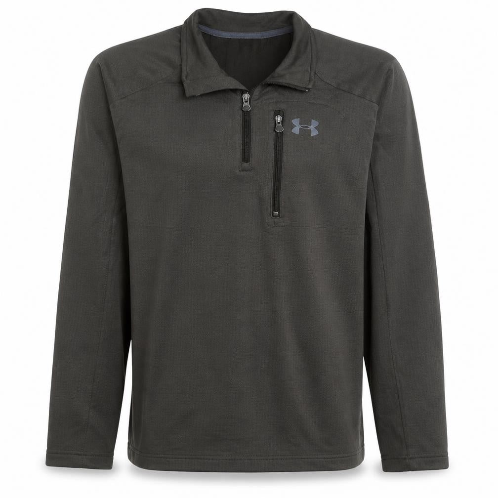 Front view of Under Armour Men's Brown 1/4 Zip Athletic Sweatshirt, size M