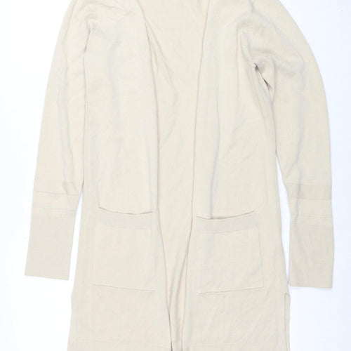 Once Women's Beige XS Viscose Knit Long Sleeve Open Cardigan