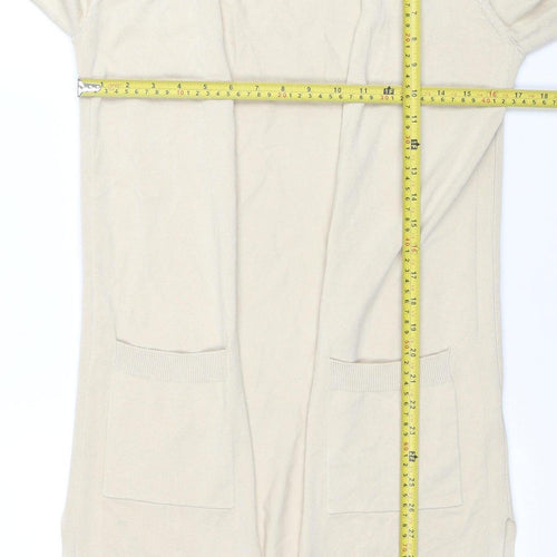 Once Women's Beige XS Viscose Knit Long Sleeve Open Cardigan