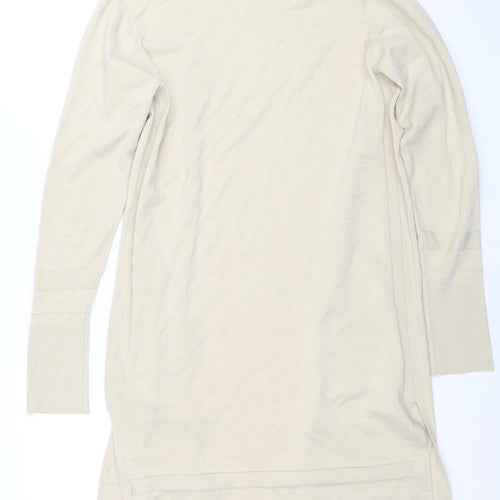 Once Women's Beige XS Viscose Knit Long Sleeve Open Cardigan