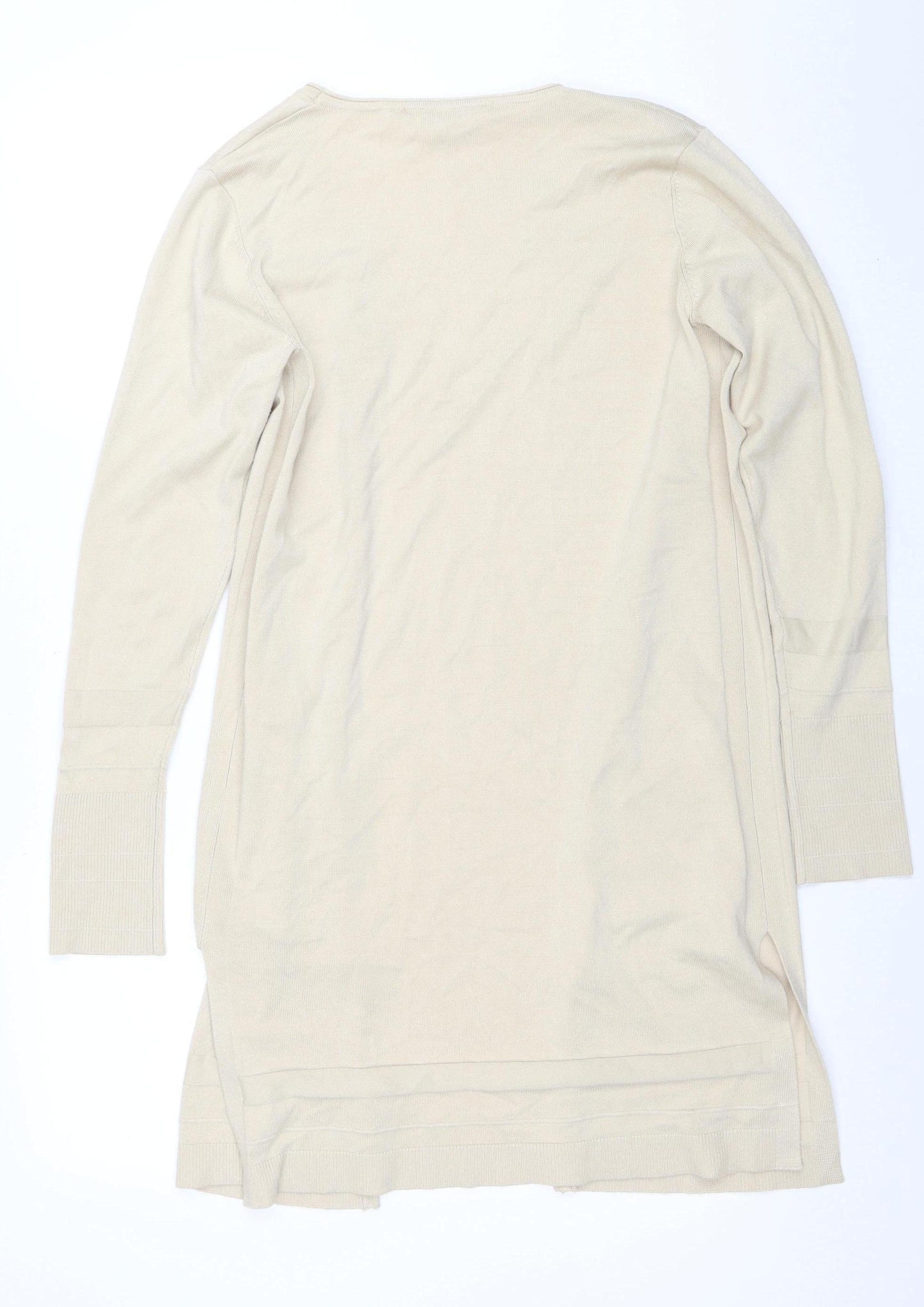 Once Women's Beige XS Viscose Knit Long Sleeve Open Cardigan