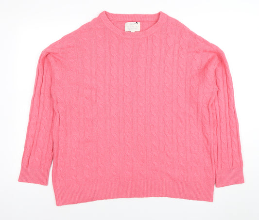 Next Women Pink Cable-Knit Pullover Jumper Size 12