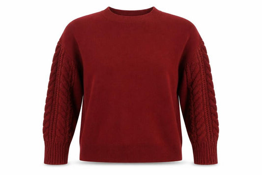 Front view of Zara Women Red Cable Knit Long Sleeve jumper, size M