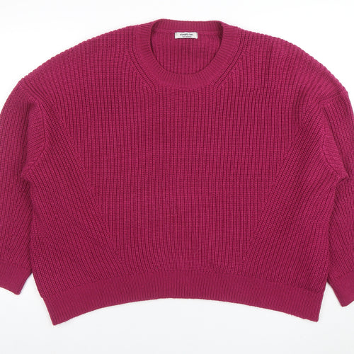 Simply Be Women's Pink Relaxed Chunky Knit Pullover Jumper Size M