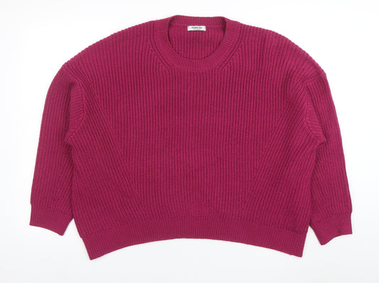 Simply Be Women's Pink Relaxed Chunky Knit Pullover Jumper Size M