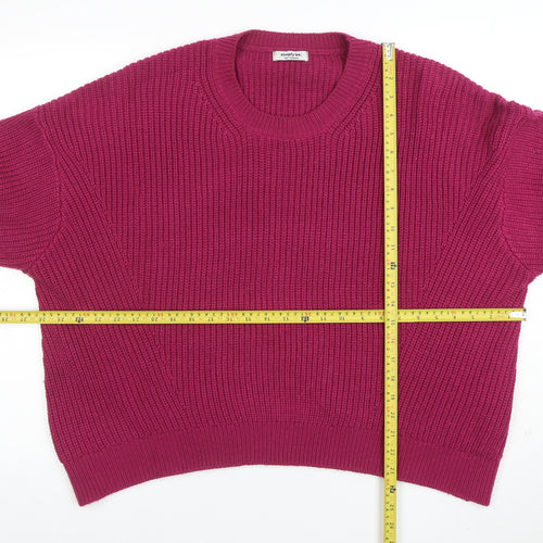 Simply Be Women's Pink Relaxed Chunky Knit Pullover Jumper Size M
