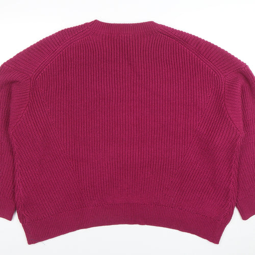Simply Be Women's Pink Relaxed Chunky Knit Pullover Jumper Size M