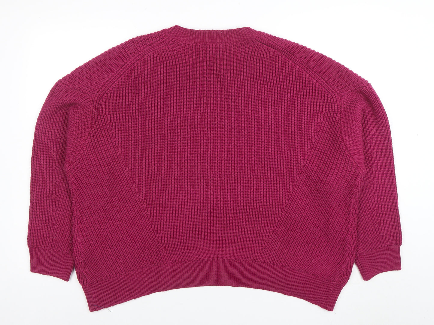 Simply Be Women's Pink Relaxed Chunky Knit Pullover Jumper Size M